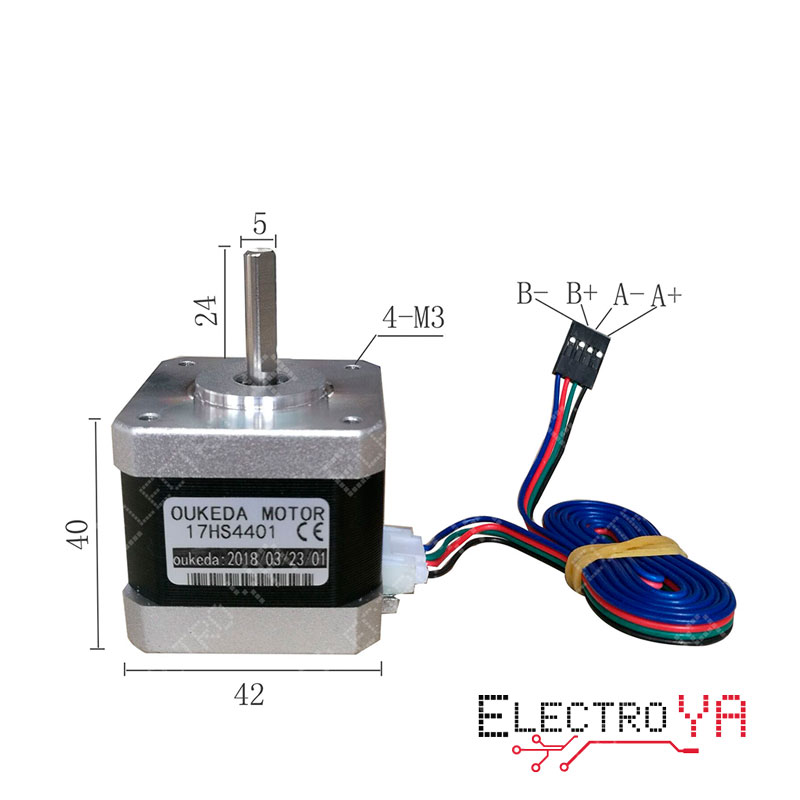 Motor paso a paso 17HS4401S (Nema17) - ElectroYA RC - Drones de Carreras