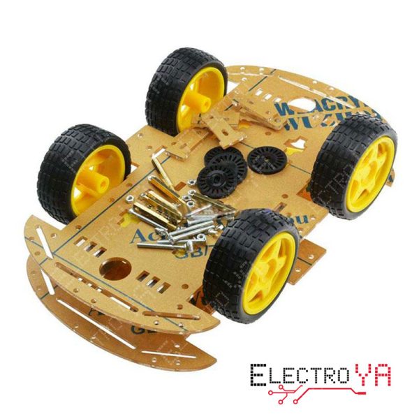 Kit chasis de robot 4WD: Una Plataforma Versátil para Aficionados y Educadores en Robótica. Diseñado para ser flexible y fácil de montar.