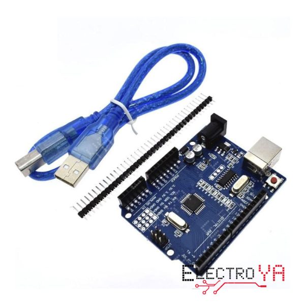 Explora el potencial de tus proyectos de electrónica con la Placa de Desarrollo Uno R3 Atmega328P CH340, compatible con Arduino. Perfecta para iniciarse y avanzar en electrónica DIY. Disponible en Electroya