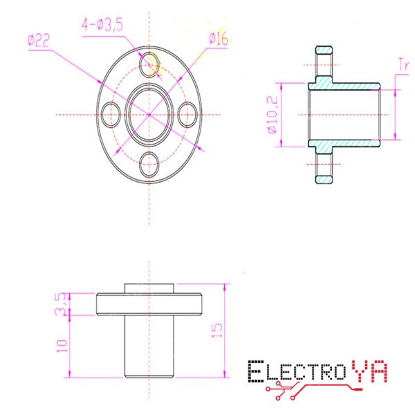 Asegura la máxima precisión y rendimiento con nuestra Tuerca de Brida Redonda T8 de 4mm de paso. Ideal para sistemas de movimiento lineal y proyectos CNC