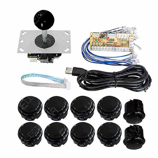 Compra el kit de joystick arcade completo con botones, controlador y cable USB. Ideal para construir o personalizar tu máquina arcade. Configurable para 4 u 8 direcciones. ¡Disponible en Electro YA!