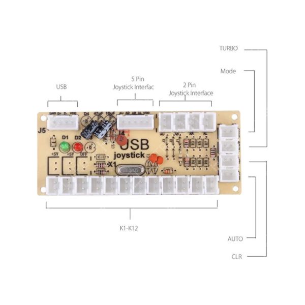 Compra la interfaz arcade Zero Delay USB para joystick, ideal para construir o actualizar tu máquina arcade. Incluye todos los cables necesarios y garantiza una respuesta sin latencia. ¡Disponible en Electro YA!