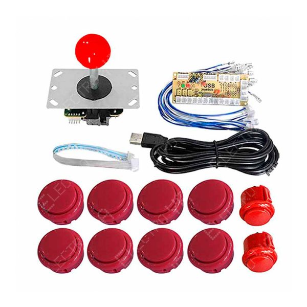 Compra el kit de joystick arcade completo con botones, controlador y cable USB. Ideal para construir o personalizar tu máquina arcade. Configurable para 4 u 8 direcciones. ¡Disponible en Electro YA!