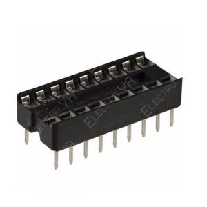 Zócalo DIP-18 para circuitos integrados, con paso de 2.54 mm y montaje en PCB.