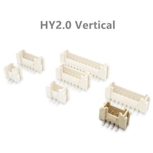 Conector HY2.0mm vertical con cierre de seguridad, 4 pines, diseñado para PCB, sistemas de control y electrónica compacta.