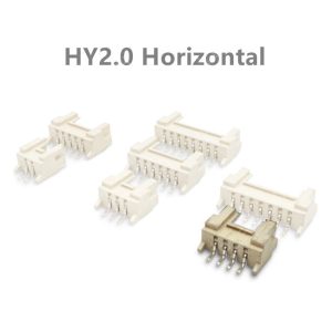 Conector HY2.0mm horizontal con cierre de seguridad, 4 pines, diseñado para PCB, sistemas de control y electrónica compacta.