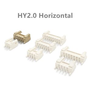 Conector HY2.0mm horizontal con cierre de seguridad, 6 pines, diseñado para PCB, sistemas de control y electrónica compacta.